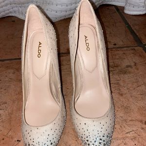 Aldo sparkly glittery nude heels 8.5